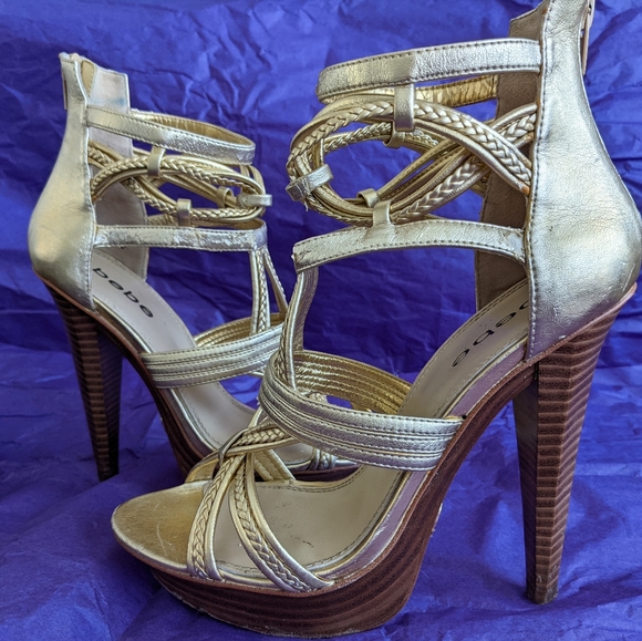 bebe Rosario Platform Heels- Gold - Picture 1 of 13